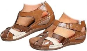 Closed Toe Sandals for Women Dressy Summer Comfortable Platform Wedges Ankle Strap Slip On Wedge Sandals Arch Support Breathable Casual Hollow Out Sandal Dress Shoes