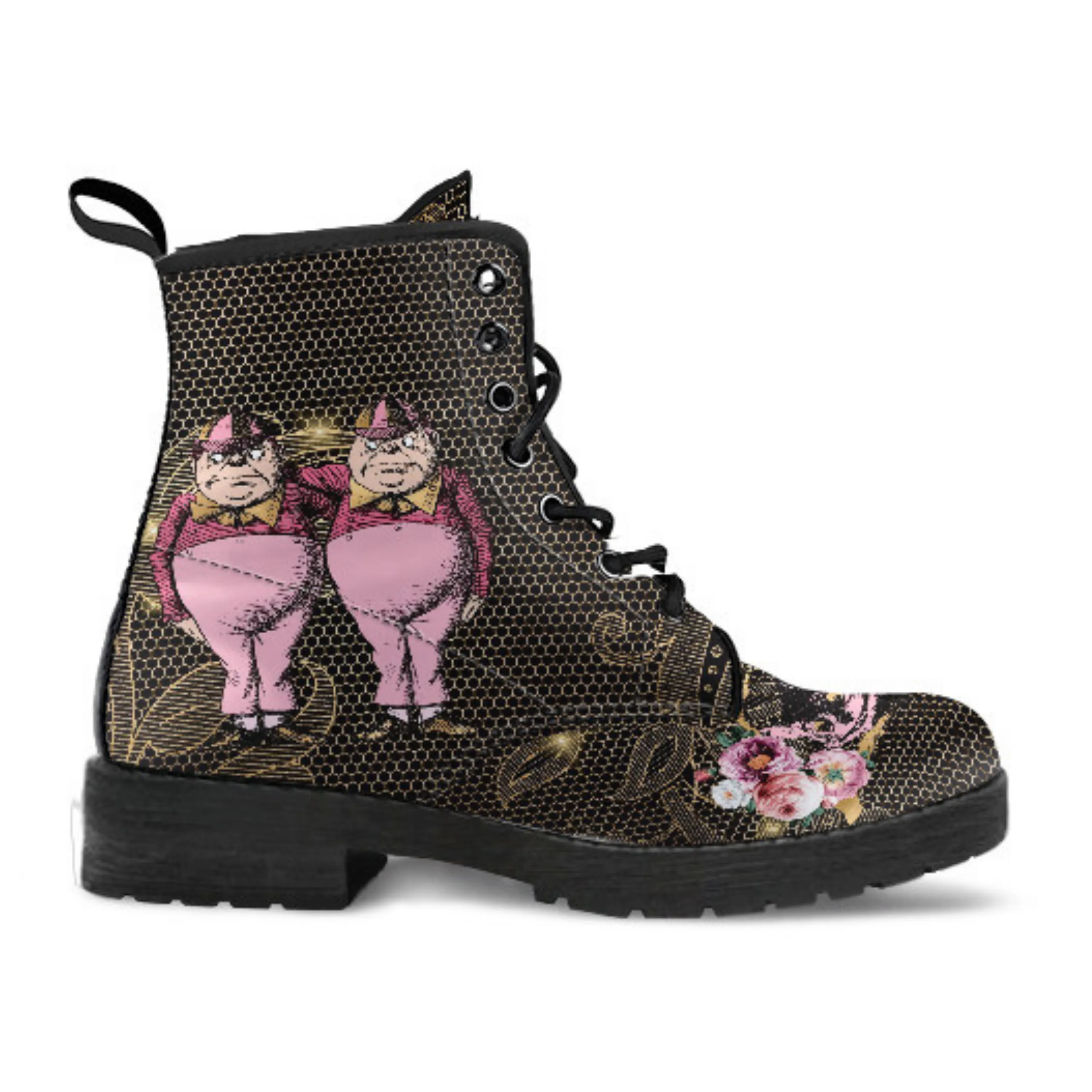 Combat Boots - Alice in Wonderland Gifts #101 Pink Series, Birthday Gifts, Gift Idea, Women's Boots, Custom Shoes, Aesthetic Shoes