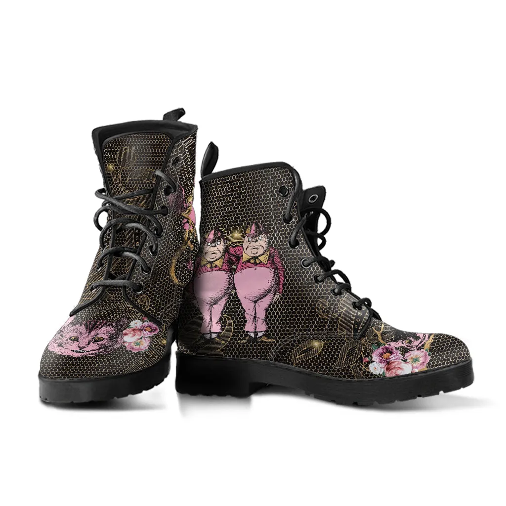 Combat Boots - Alice in Wonderland Gifts #101 Pink Series, Birthday Gifts, Gift Idea, Women's Boots, Custom Shoes, Aesthetic Shoes
