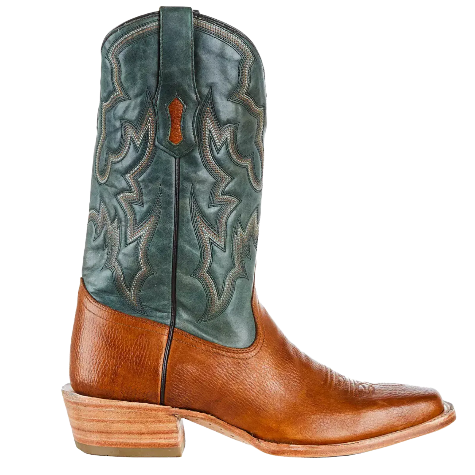 Corral Men's Embroidered Honey Brown & Green Square Toe Boots A4224