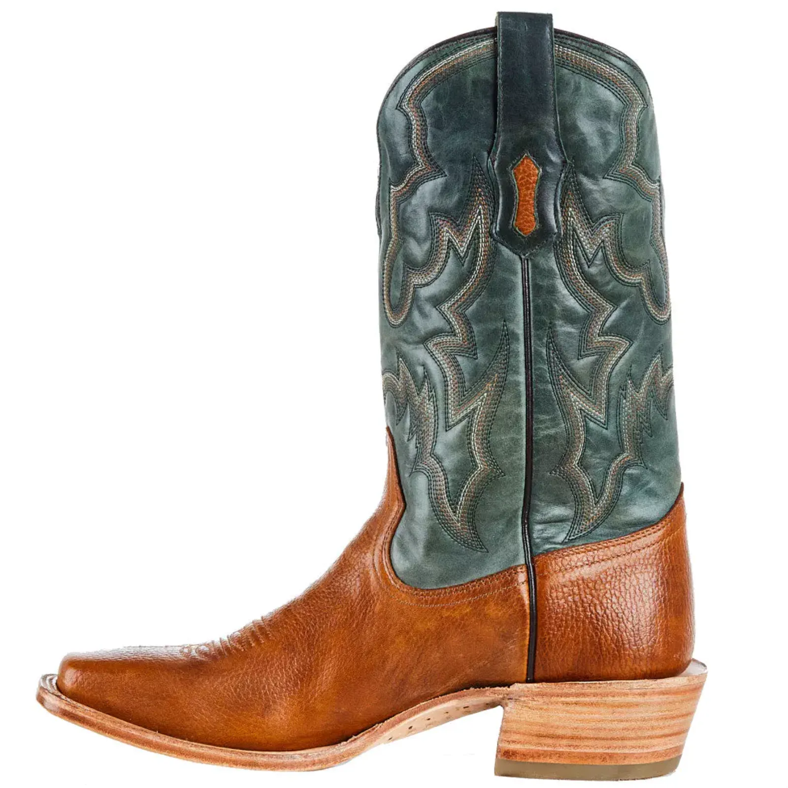 Corral Men's Embroidered Honey Brown & Green Square Toe Boots A4224