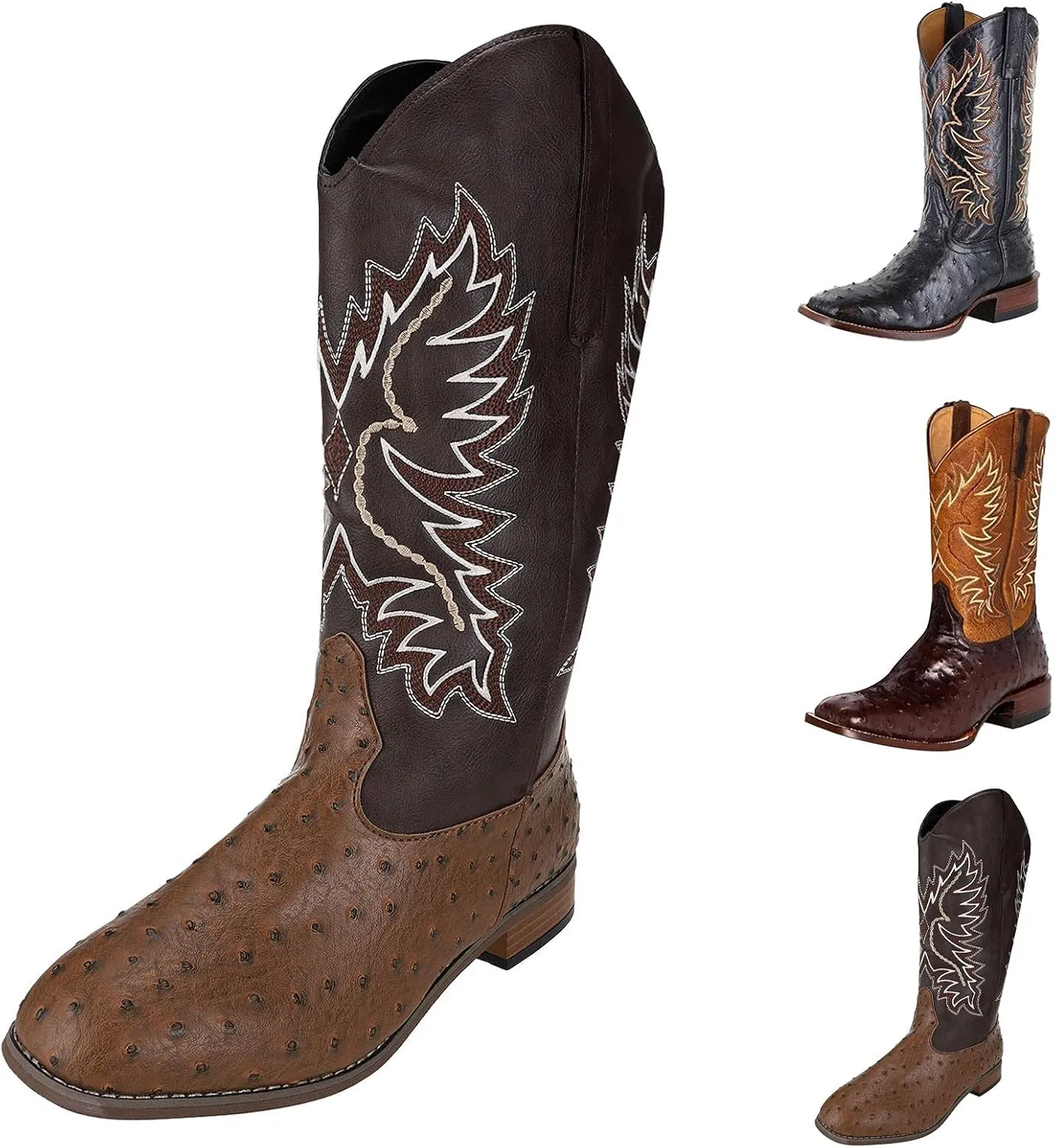 Cowboy Boots for Women Cowgirl Boots Low Heel Boots Western Embroidered Low Heel Pointed Toe Pull on Women Cowboy
