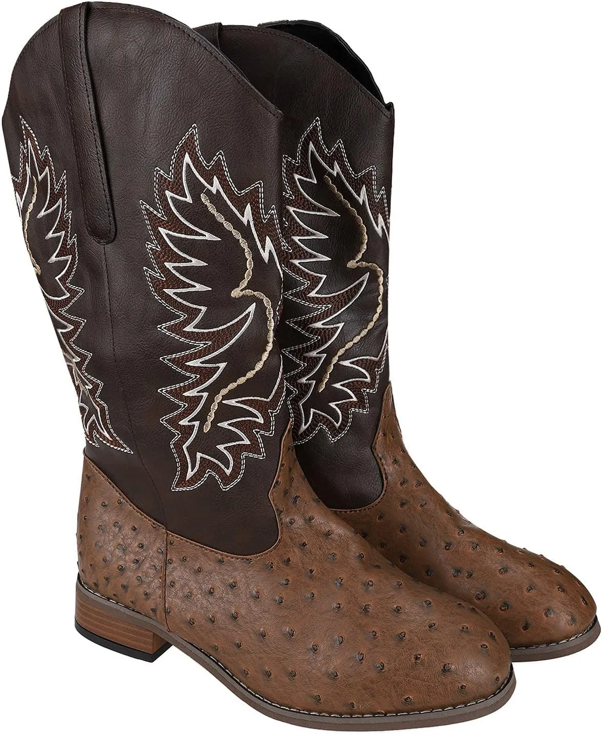 Cowboy Boots for Women Cowgirl Boots Low Heel Boots Western Embroidered Low Heel Pointed Toe Pull on Women Cowboy
