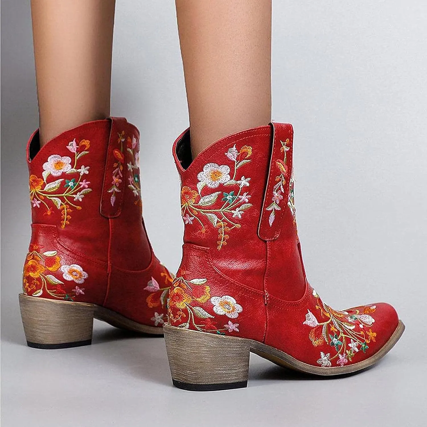 Cowboy Boots for Women Cowgirl Boots Western Fashion Stitched Embroidered Chunky Heels Slip on Black Cowgirl Boots