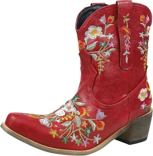 Cowboy Boots for Women Cowgirl Boots Western Fashion Stitched Embroidered Chunky Heels Slip on Black Cowgirl Boots