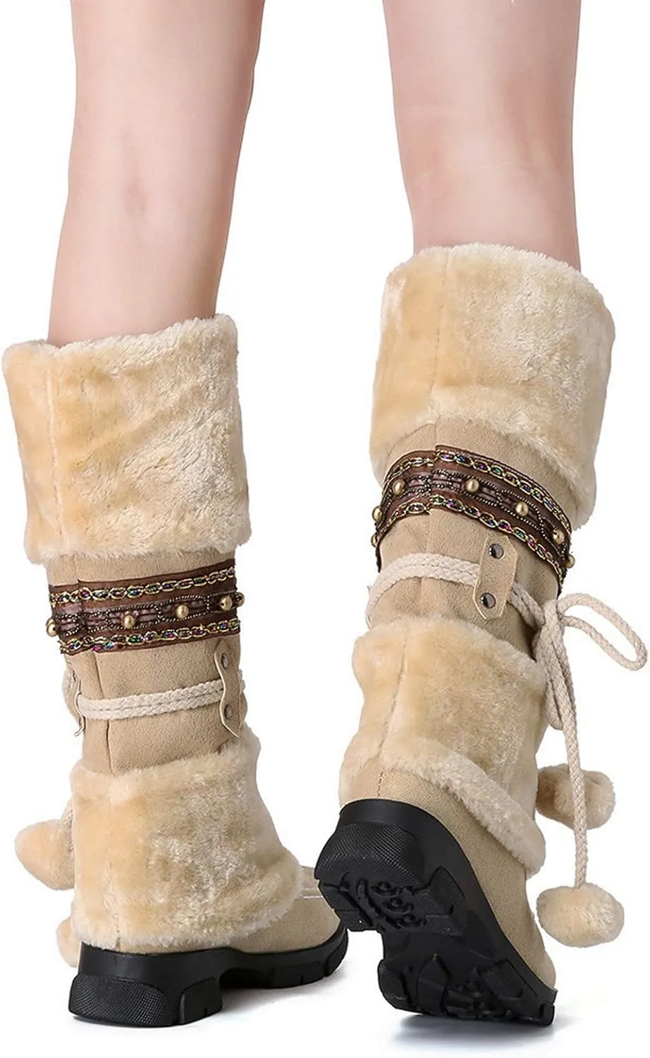 Cute Winter Boots Size 4 Woman Snow Boots Women Size 7.5 Wide Extra Wide Calf Womens Snow Boots Waterproof Walking Boots Women Lightweight Womens Warm Winter Boots Wide Calf