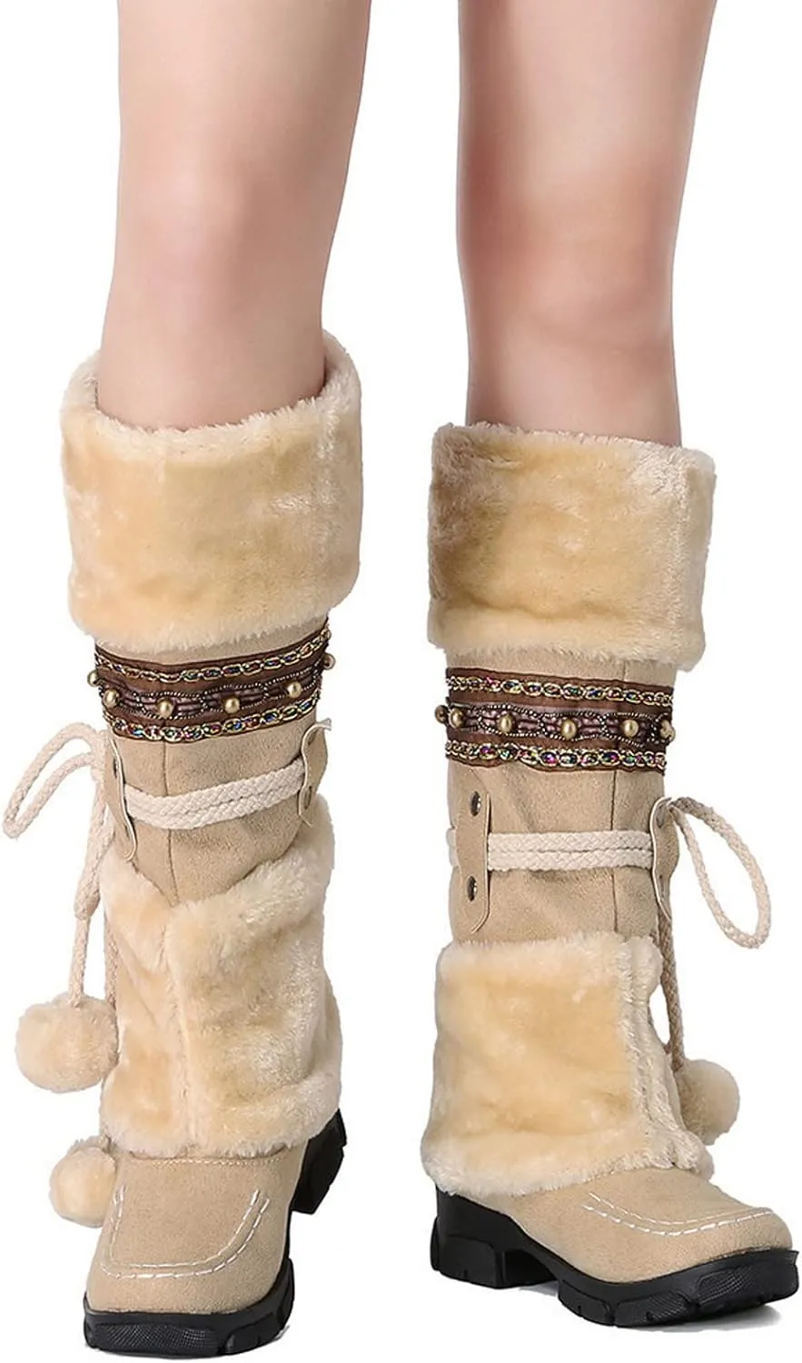 Cute Winter Boots Size 4 Woman Snow Boots Women Size 7.5 Wide Extra Wide Calf Womens Snow Boots Waterproof Walking Boots Women Lightweight Womens Warm Winter Boots Wide Calf