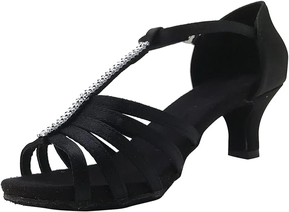 Dance Dancing Sandals Ballroom Latin Fashion Shoes Women Prom Women's sandals Wide Womens Sandals Wide Width (Black, 6.5-7)