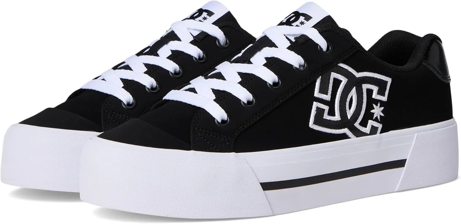 DC Women's Chelsea Platform Skate Shoe, Black, 7