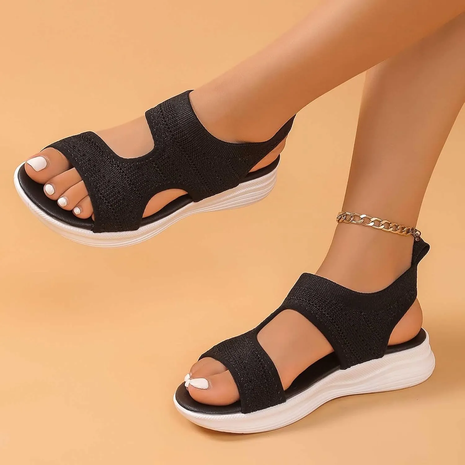 Dress Sandals For Women Sparkly Summer Shoes Women With Back Strap Fashion Gladiator Flat Sandals