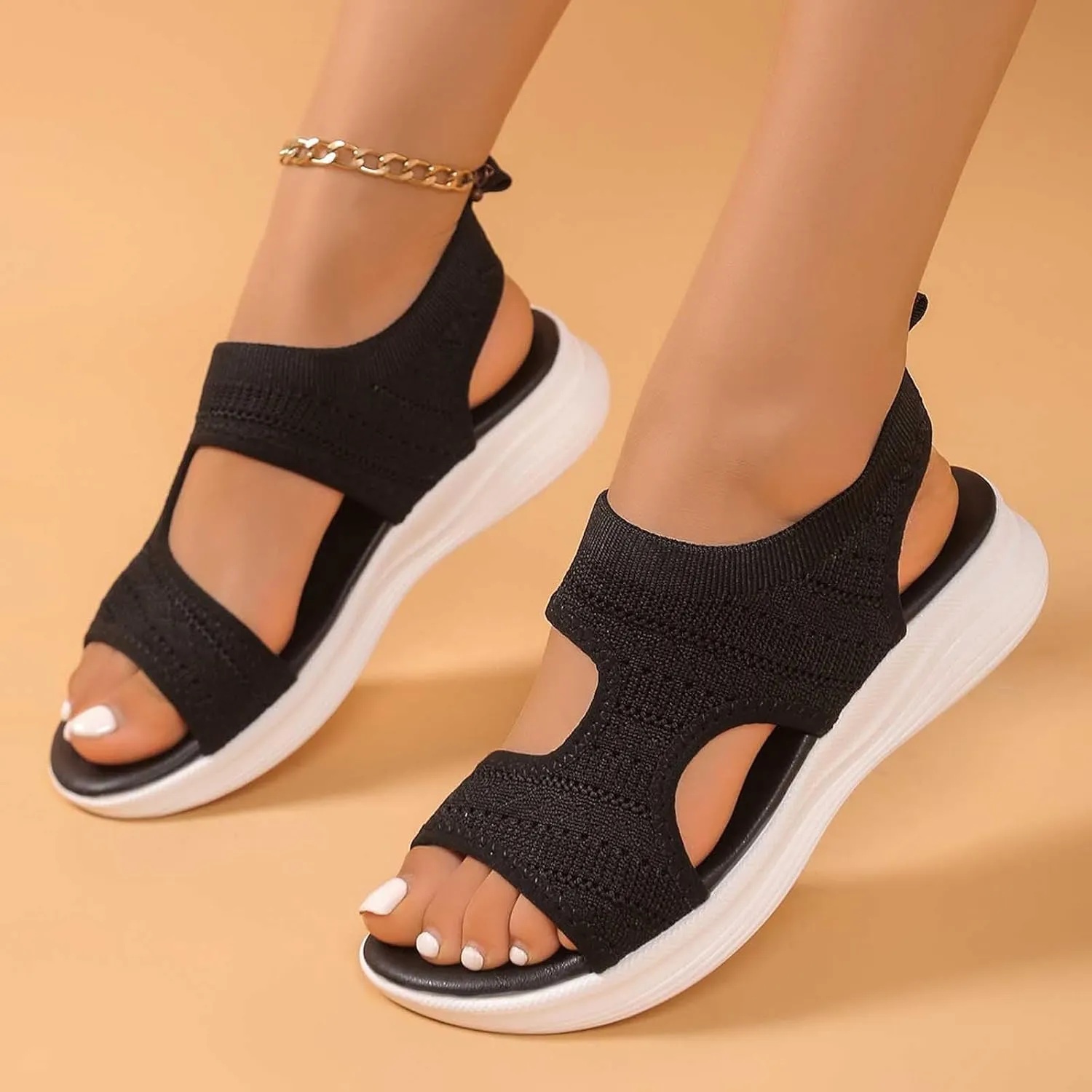 Dress Sandals For Women Sparkly Summer Shoes Women With Back Strap Fashion Gladiator Flat Sandals