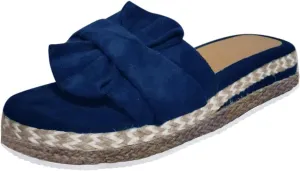 Eduavar Espadrille Sandals for Women, Sandals for Women Dressy Summer Bow Tie Open Toe Slip-on Sandals Wedge Platform Sandals