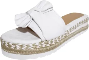 Eduavar Espadrille Sandals for Women, Sandals for Women Dressy Summer Bow Tie Open Toe Slip-on Sandals Wedge Platform Sandals