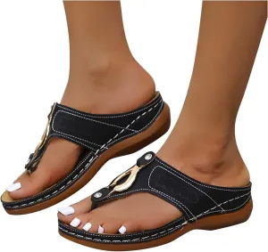 Eduavar Orthopedic Sandals for Women, Black Sandals Women Wide Width Open Toe Sandals Comfy Platform Sandals Travel Shoes