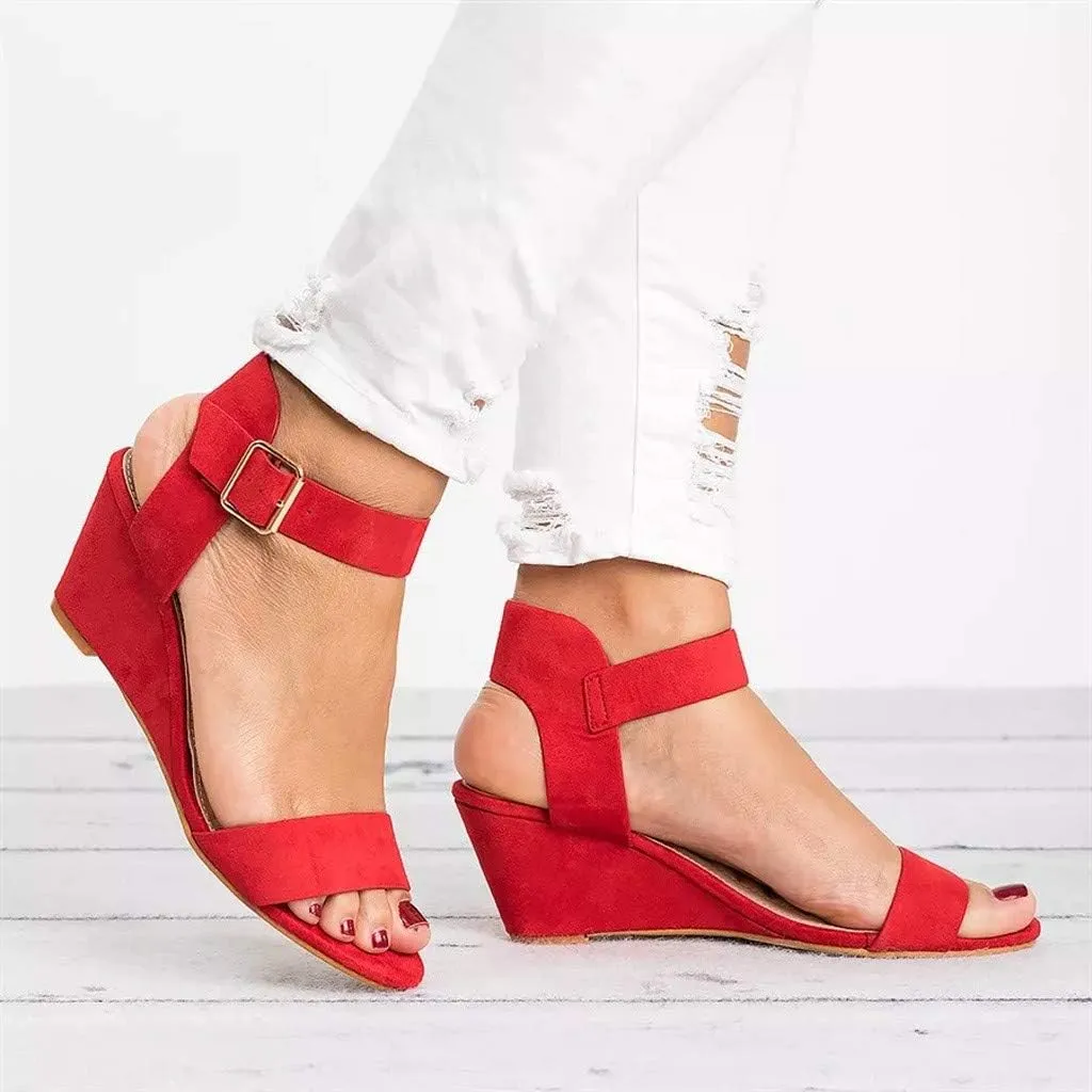 Eduavar Orthopedic Sandals for Women, Sandals Women Comfortable Open Toe Low Wedge Sandals Dressy Sandals with Ankle Strap