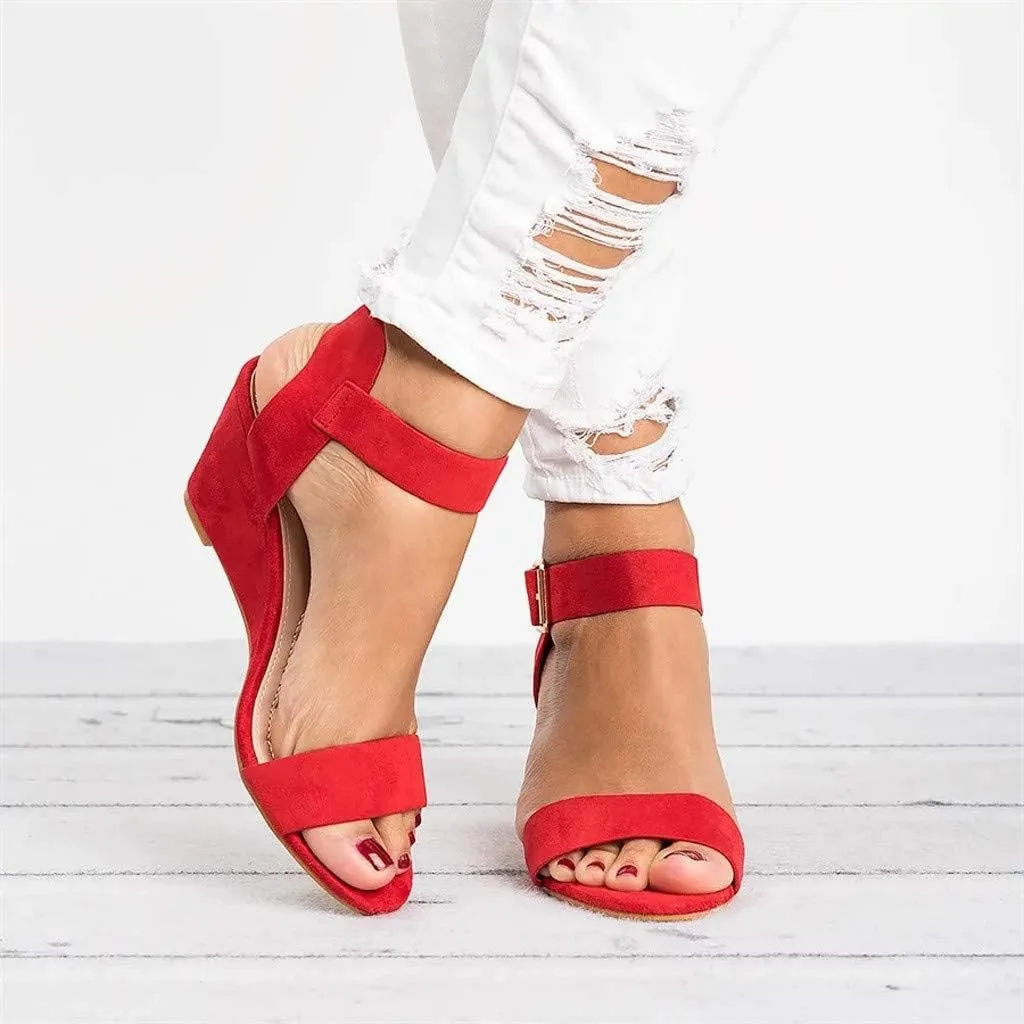 Eduavar Orthopedic Sandals for Women, Sandals Women Comfortable Open Toe Low Wedge Sandals Dressy Sandals with Ankle Strap