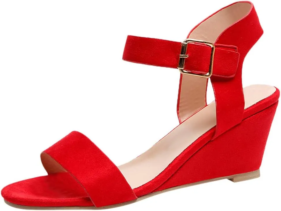 Eduavar Orthopedic Sandals for Women, Sandals Women Comfortable Open Toe Low Wedge Sandals Dressy Sandals with Ankle Strap