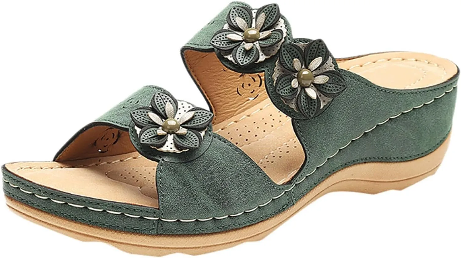 Eduavar Orthopedic Sandals for Women, Summer Beach Sandals for Women Comfy Casual Breathable Open Toe Low Wedge Sandals