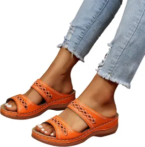 Eduavar Orthopedic Sandals for Women, Womens Sandals Comfortable Sandals Slippers Open Toe Wedge Sandals with Arch Support