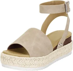 Eduavar Platform Sandals Women Dressy, Espadrille Sandals for Women Dressy Summer Open Toe Sandals Shoes with Buckle Strap
