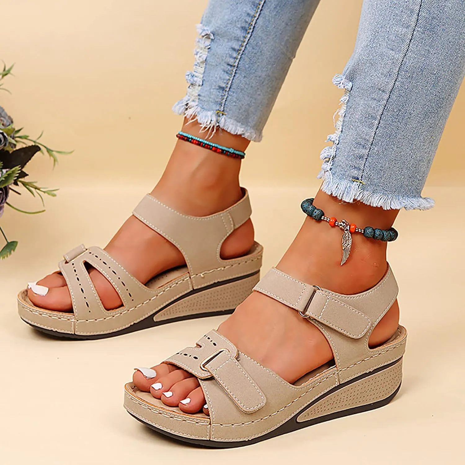 Eduavar Platform Sandals Women Dressy, Womens Sandals Comfortable Summer Casual Open Toe Platform Wedge Orthopedic Sandals