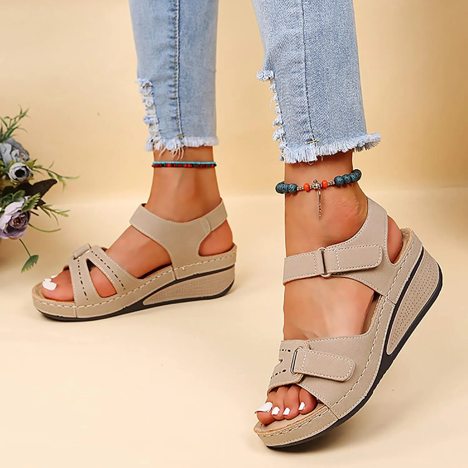 Eduavar Platform Sandals Women Dressy, Womens Sandals Comfortable Summer Casual Open Toe Platform Wedge Orthopedic Sandals