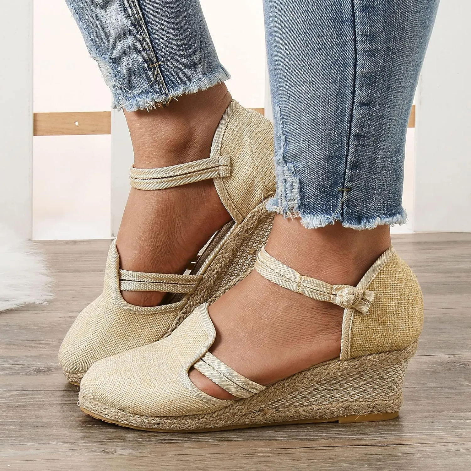 Eduavar Sandals for Women Dressy, Orthopedic Sandals for Women Comfy Sandals Shoes Close Toe Espadrille Wedge Sandals