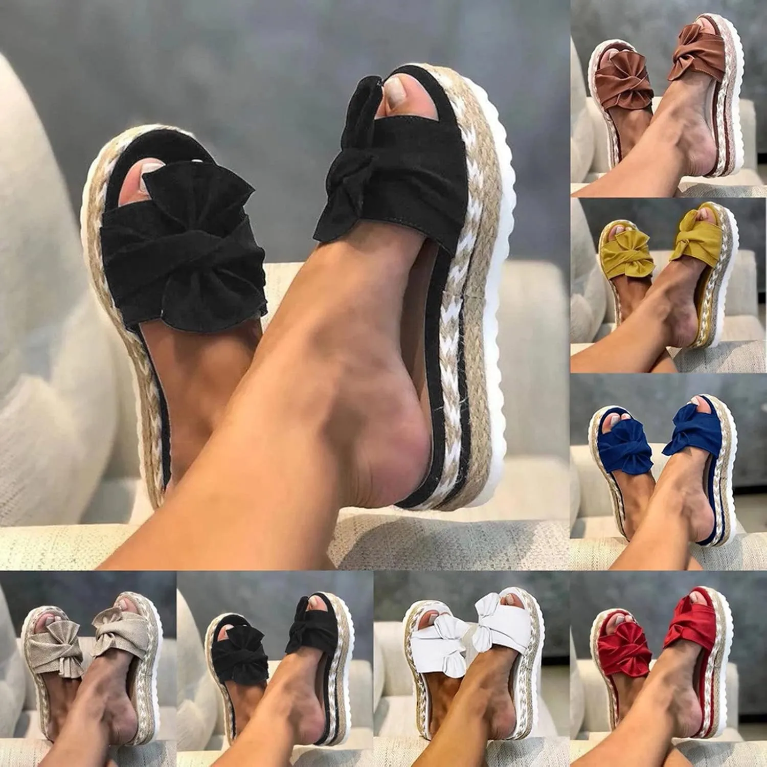 Eduavar Sandals for Women Dressy Summer, Espadrille Sandals for Women Platform Open Toe Sandals Summer Beach Sandals Slippers
