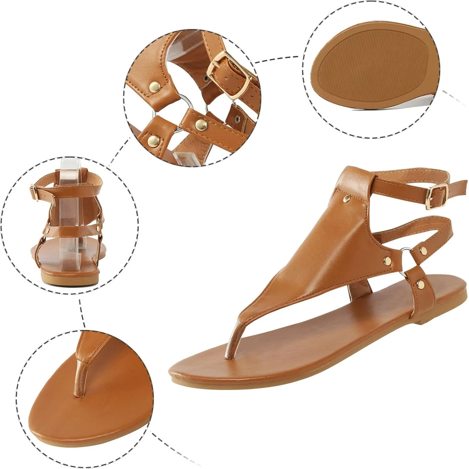 Eduavar Sandals for Women Dressy Summer, Flat Sandals for Women Summer Casual Open Toe Sandals Shoes Dressy Flat Sandals