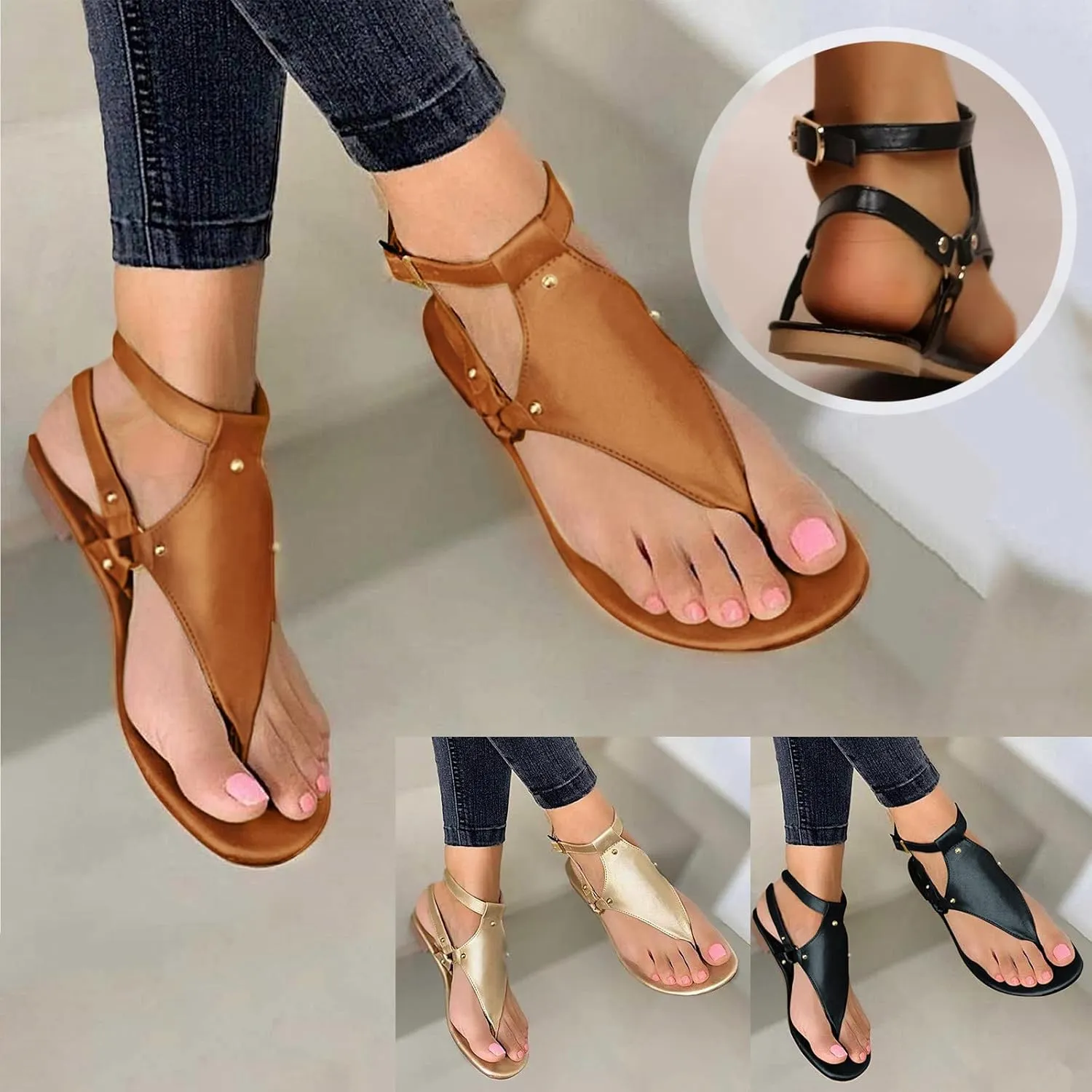 Eduavar Sandals for Women Dressy Summer, Flat Sandals for Women Summer Casual Open Toe Sandals Shoes Dressy Flat Sandals