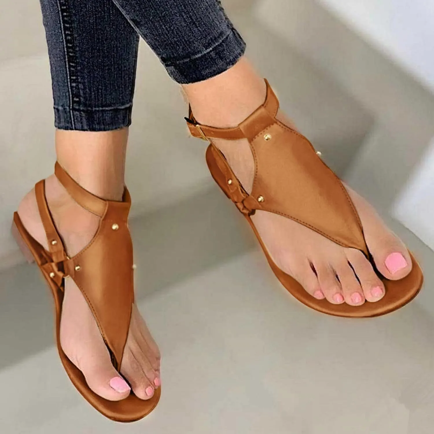 Eduavar Sandals for Women Dressy Summer, Flat Sandals for Women Summer Casual Open Toe Sandals Shoes Dressy Flat Sandals