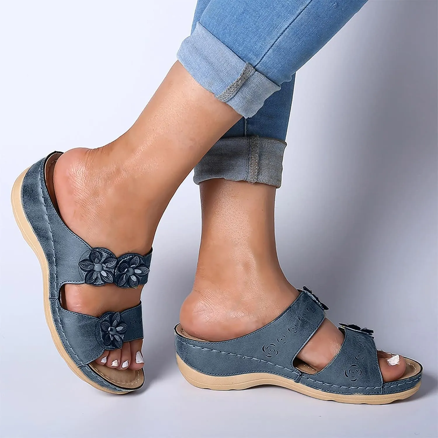 Eduavar Sandals for Women Dressy Summer, Orthopedic Sandals for Women Summer Casual Open Toe Wedge Sandals with Arch Support