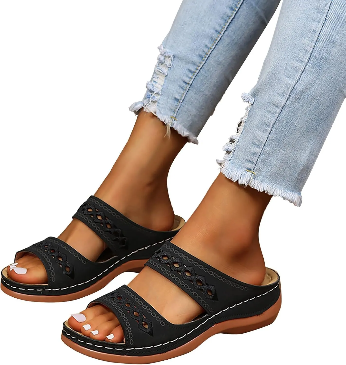 Eduavar Summer Sandals for Women 2023, Womens Sandals Summer Flip Flops Comfortable Wedge Sandals Women Outdoor Shoes