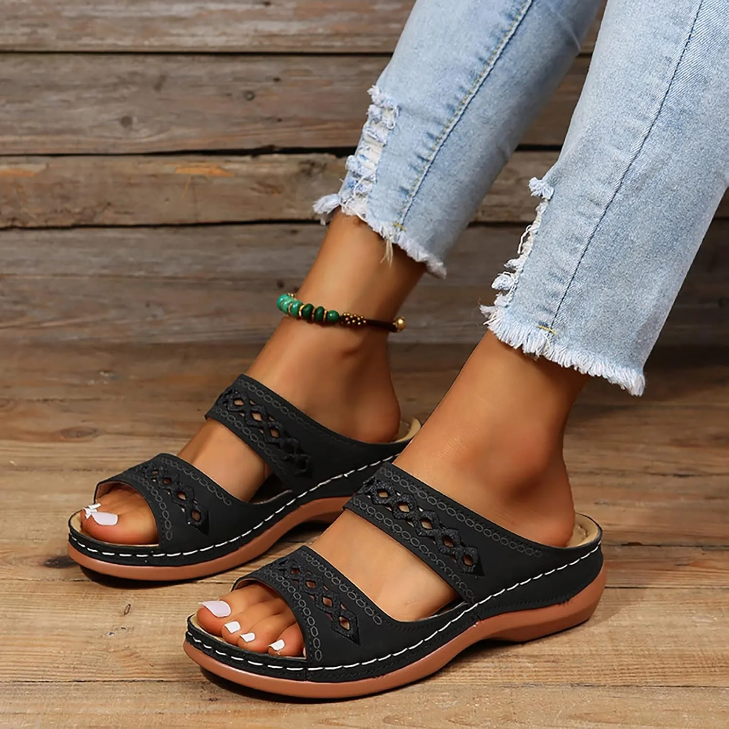 Eduavar Summer Sandals for Women 2023, Womens Sandals Summer Flip Flops Comfortable Wedge Sandals Women Outdoor Shoes