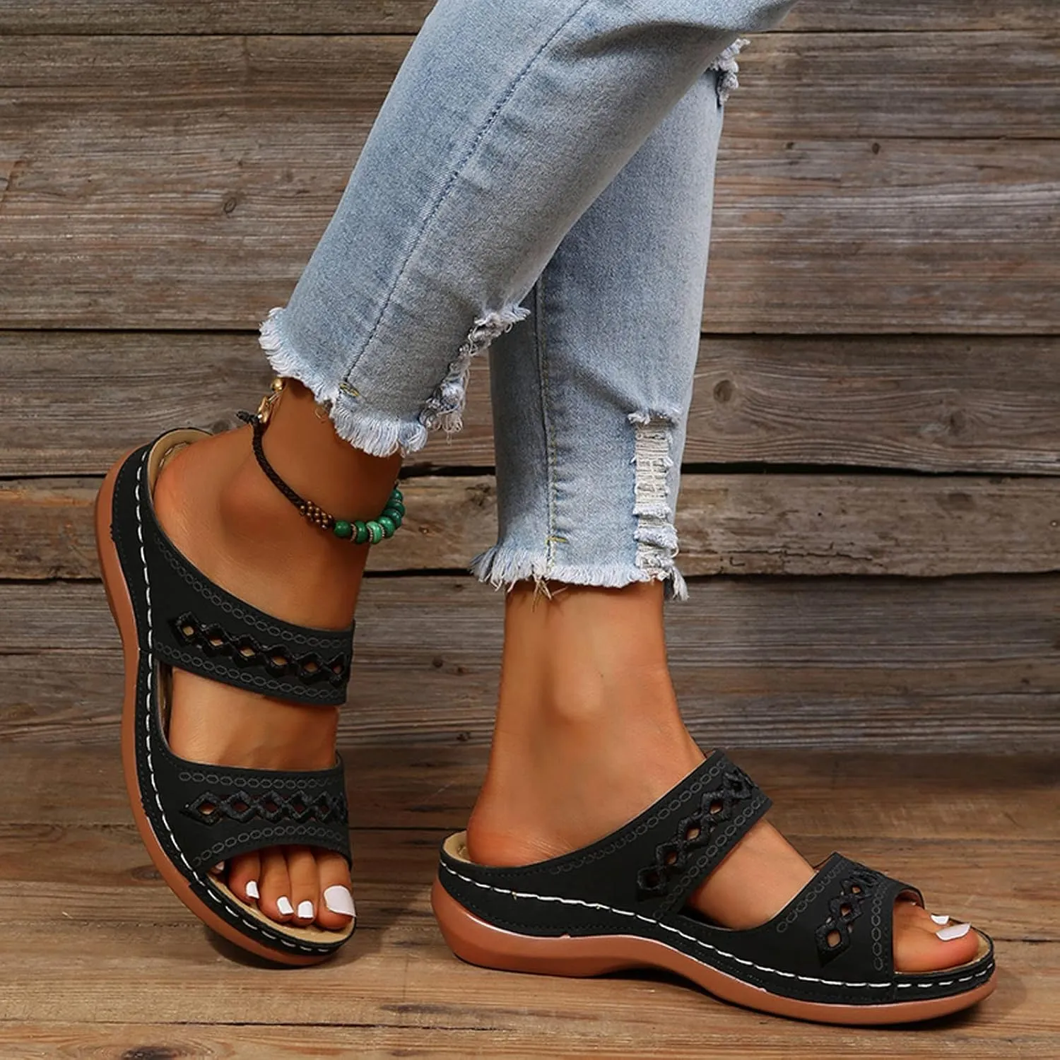 Eduavar Summer Sandals for Women 2023, Womens Sandals Summer Flip Flops Comfortable Wedge Sandals Women Outdoor Shoes