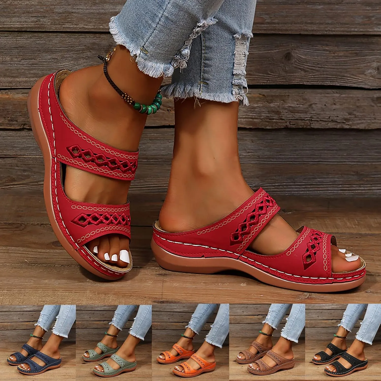 Eduavar Summer Sandals for Women 2023, Womens Sandals Summer Flip Flops Comfortable Wedge Sandals Women Outdoor Shoes