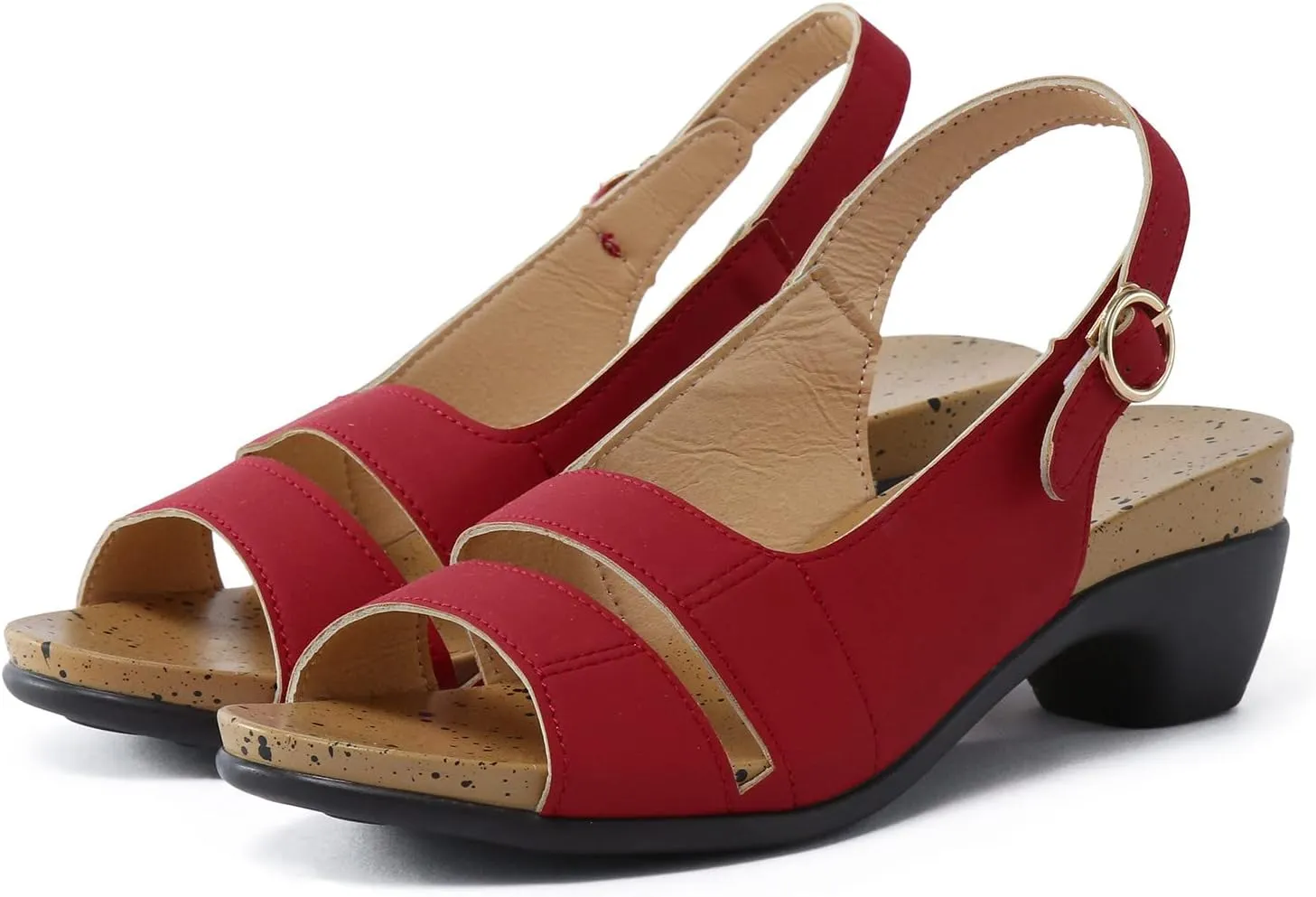 Eduavar Summer Sandals for Women, Orthopedic Sandals for Women Open Toe Sandals Casual Heel Sandals with Ankle Strap