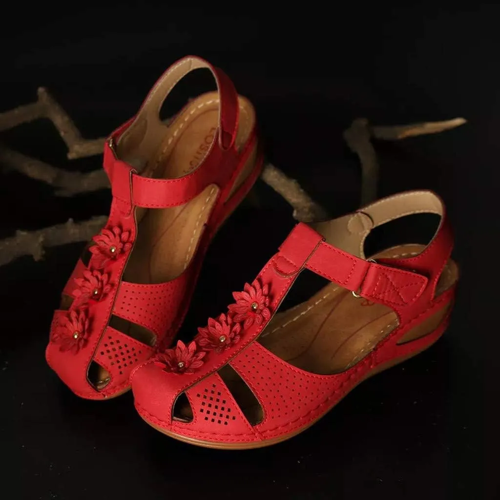 Eduavar Summer Sandals for Women, Women Sandals Dressy Comfortable Close Toe Sandals Cutout Wedge Sandals Shoes