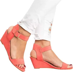 Eduavar Walking Sandals Women, Sandals Women Dressy Summer Open Toe Ankle Strap Wedge Sandals Summer Dress Shoes