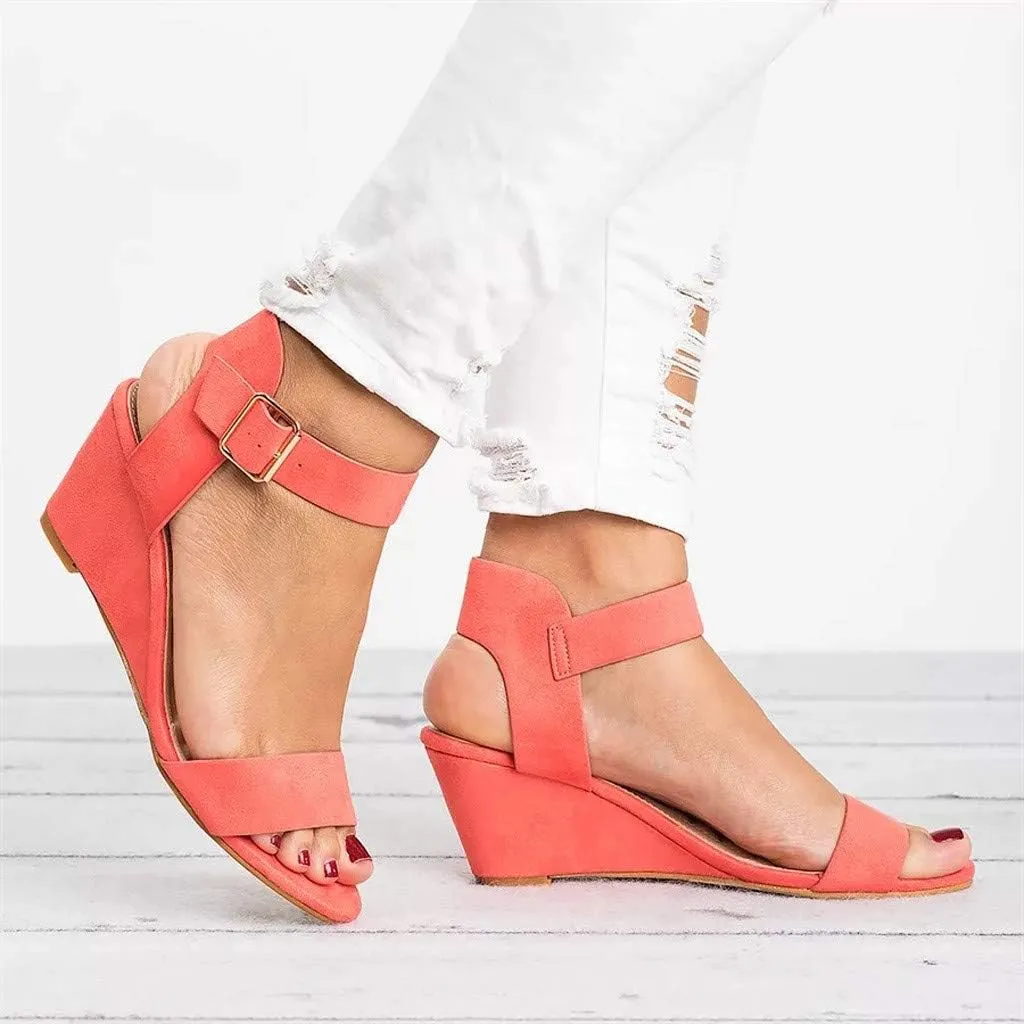 Eduavar Walking Sandals Women, Sandals Women Dressy Summer Open Toe Ankle Strap Wedge Sandals Summer Dress Shoes