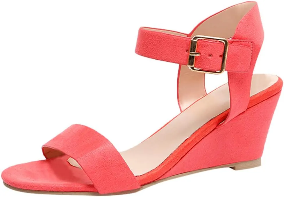 Eduavar Walking Sandals Women, Sandals Women Dressy Summer Open Toe Ankle Strap Wedge Sandals Summer Dress Shoes