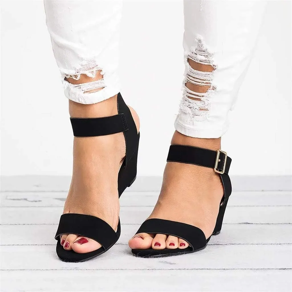 Eduavar Walking Sandals Women, Sandals Women Dressy Summer Open Toe Ankle Strap Wedge Sandals Summer Dress Shoes