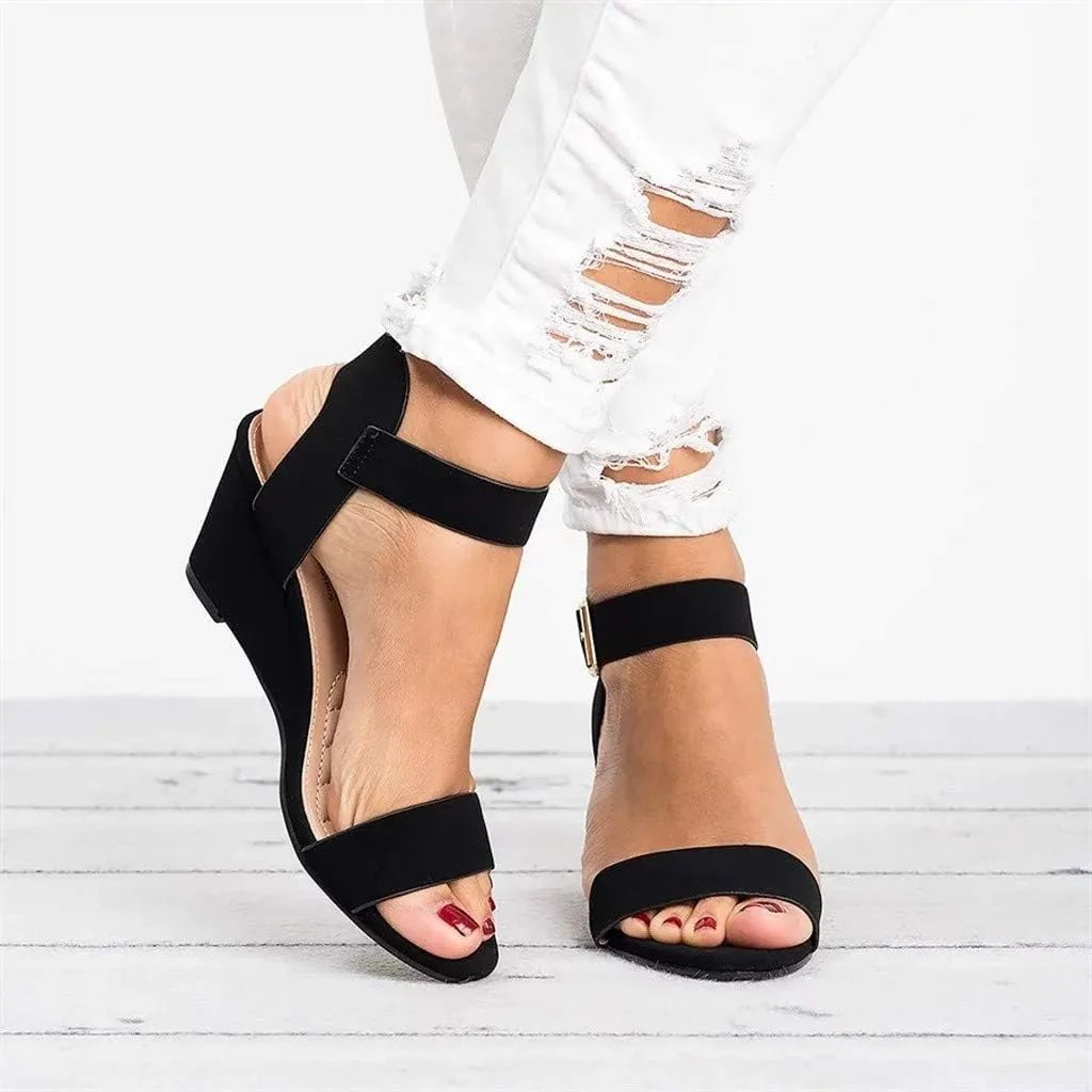 Eduavar Walking Sandals Women, Sandals Women Dressy Summer Open Toe Ankle Strap Wedge Sandals Summer Dress Shoes