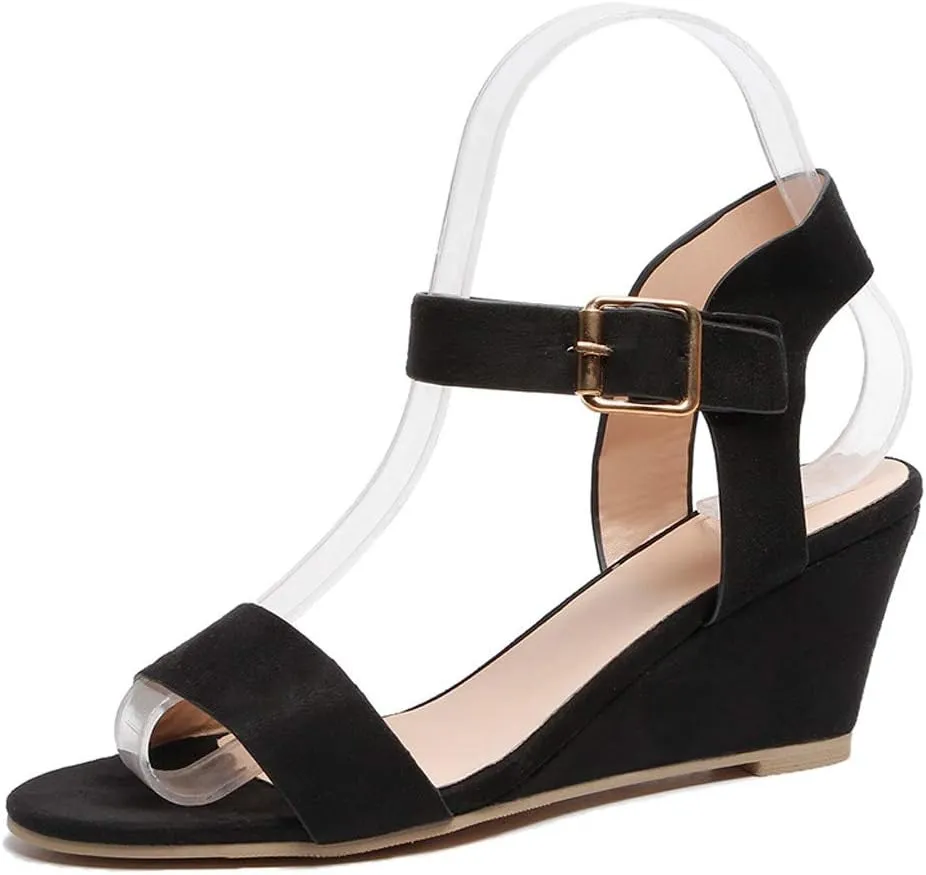 Eduavar Walking Sandals Women, Sandals Women Dressy Summer Open Toe Ankle Strap Wedge Sandals Summer Dress Shoes