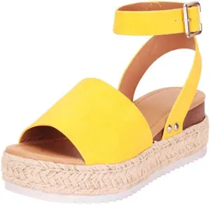Eduavar Wedge Sandals for Women, Sandals for Women Dressy Summer Espadrille Open Toe Sandals Casual Wedge Platform Sandals