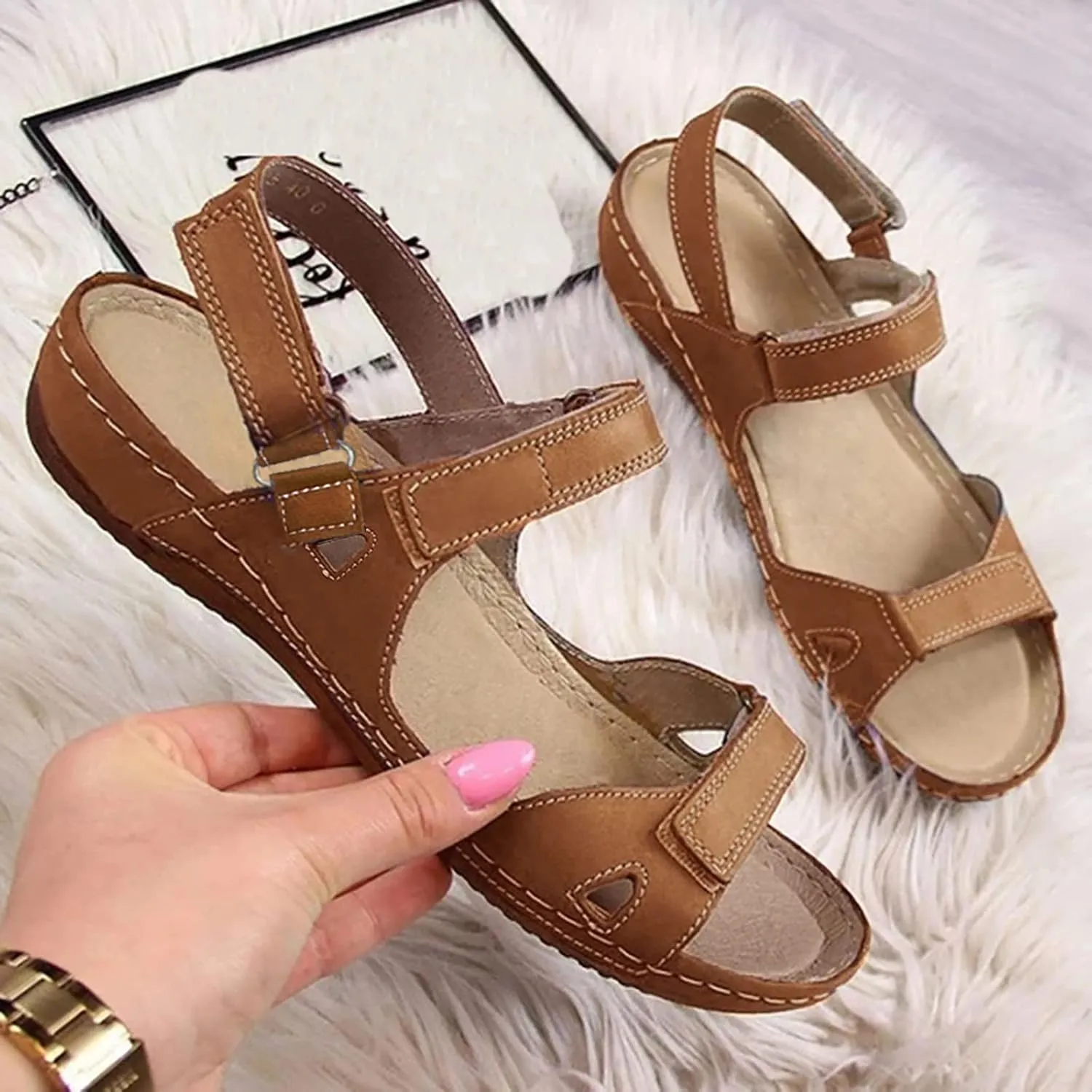 Eduavar Womens Sandals Comfortable, Sandals for Women Dressy Summer Orthopedic Sandals Casual Summer Wedge Shoes