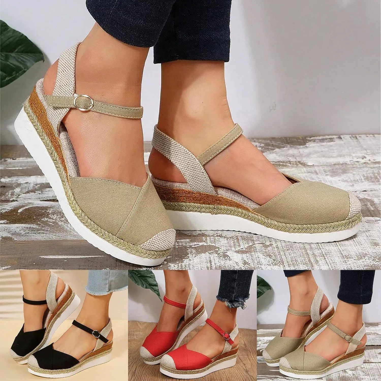 Espadrille Sandals Women Dressy Summer Platform Sandals Summer Beach Sandals Open Toe Wide Width Orthopedic Sandals