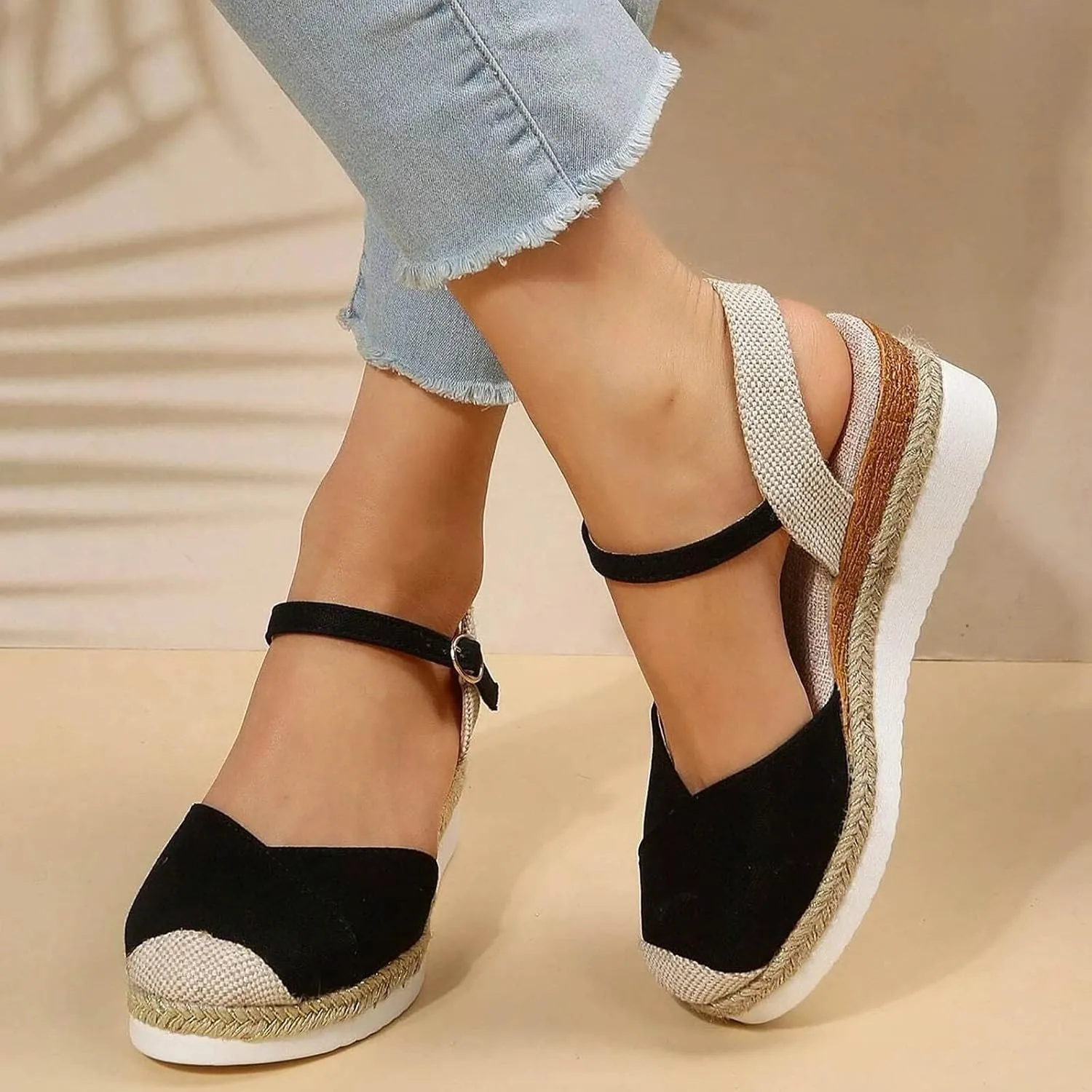 Espadrille Sandals Women Dressy Summer Platform Sandals Summer Beach Sandals Open Toe Wide Width Orthopedic Sandals