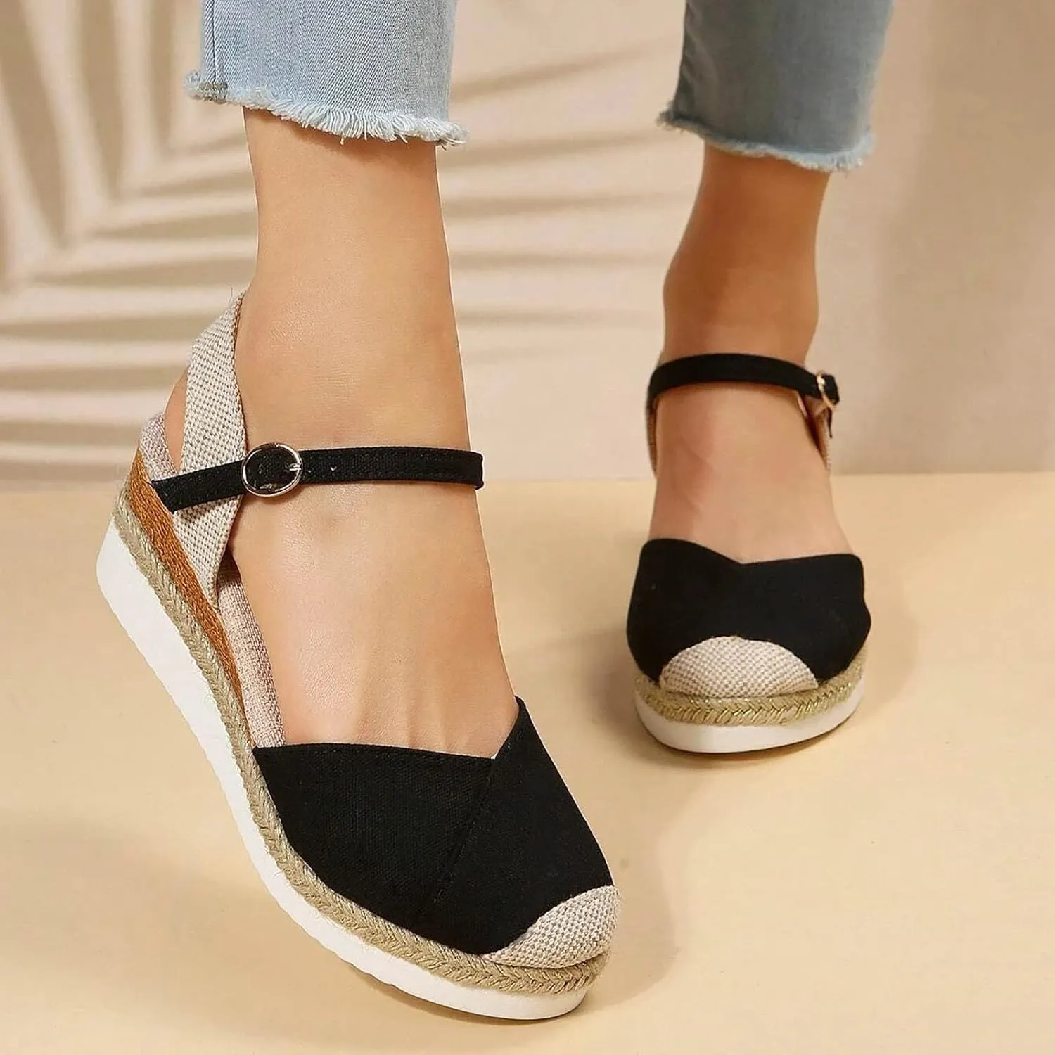 Espadrille Sandals Women Dressy Summer Platform Sandals Summer Beach Sandals Open Toe Wide Width Orthopedic Sandals