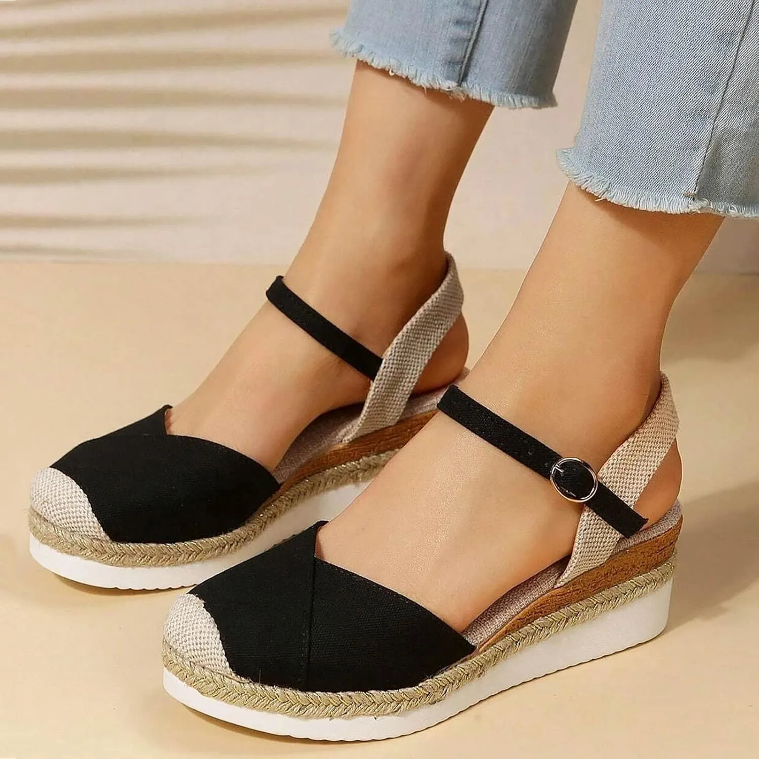 Espadrille Sandals Women Dressy Summer Platform Sandals Summer Beach Sandals Open Toe Wide Width Orthopedic Sandals